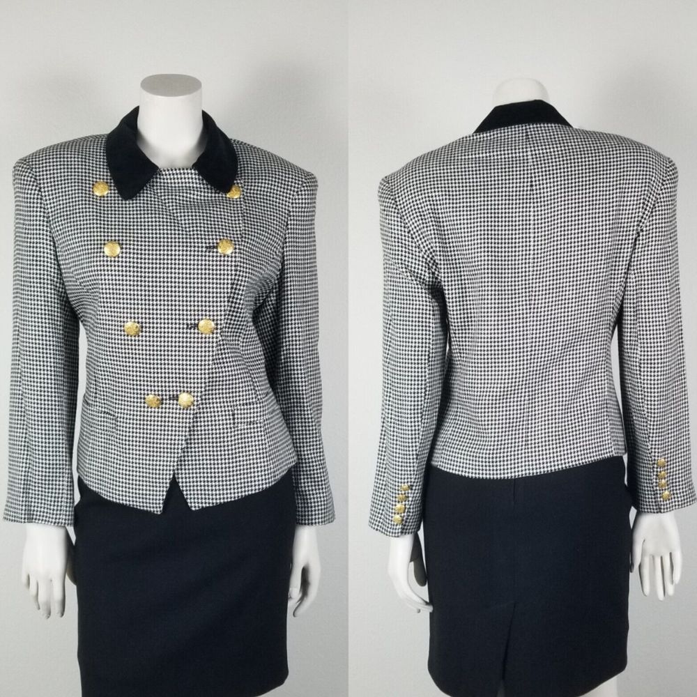Vintage Field Manor Houndstooth Academia Gold But… - image 1